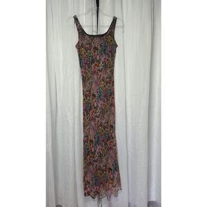 VTG 90s Maxi Dress AOP Floral Fairy Whimsy Artsy Boho Party Size 10 Sleeveless
